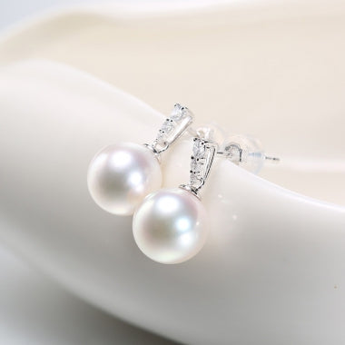 Dangle Australian South Sea Pearl Earrings with Diamonds