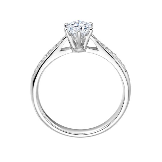 Tapered grain set 6 claw raised shoulder engagement ring. SETTING ONLY, main product view
