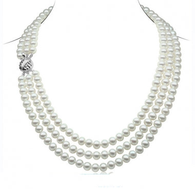 Triple row Pearl necklace, main product view