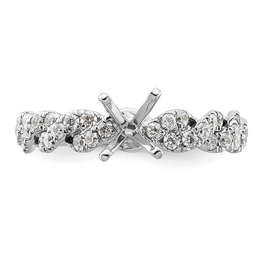 Twist diamond band 4 claw ring. Setting only, main product view