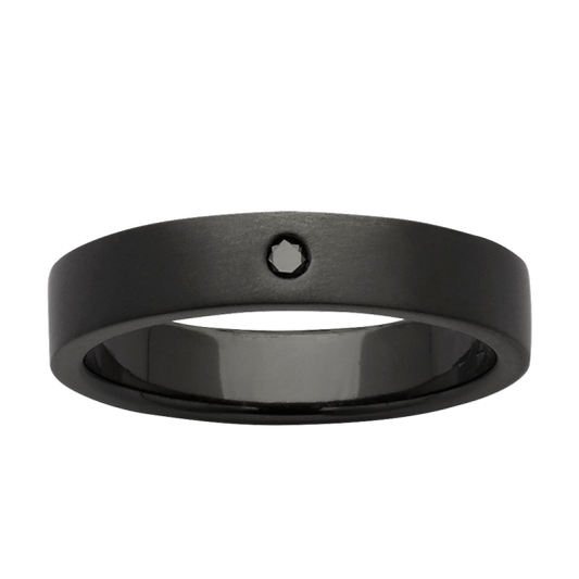 Unisex Zirconium ring with black diamond, main product view