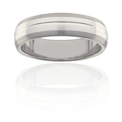 Mens Titanium low dome two tone ring, 6mm wide